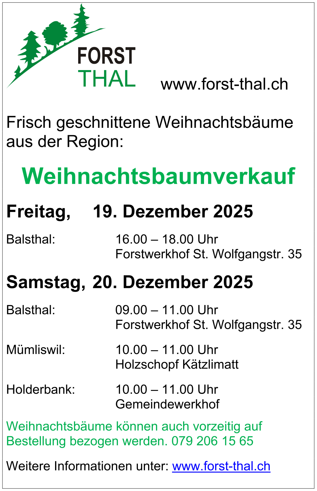 Weihnachtsbaumverkauf 2025